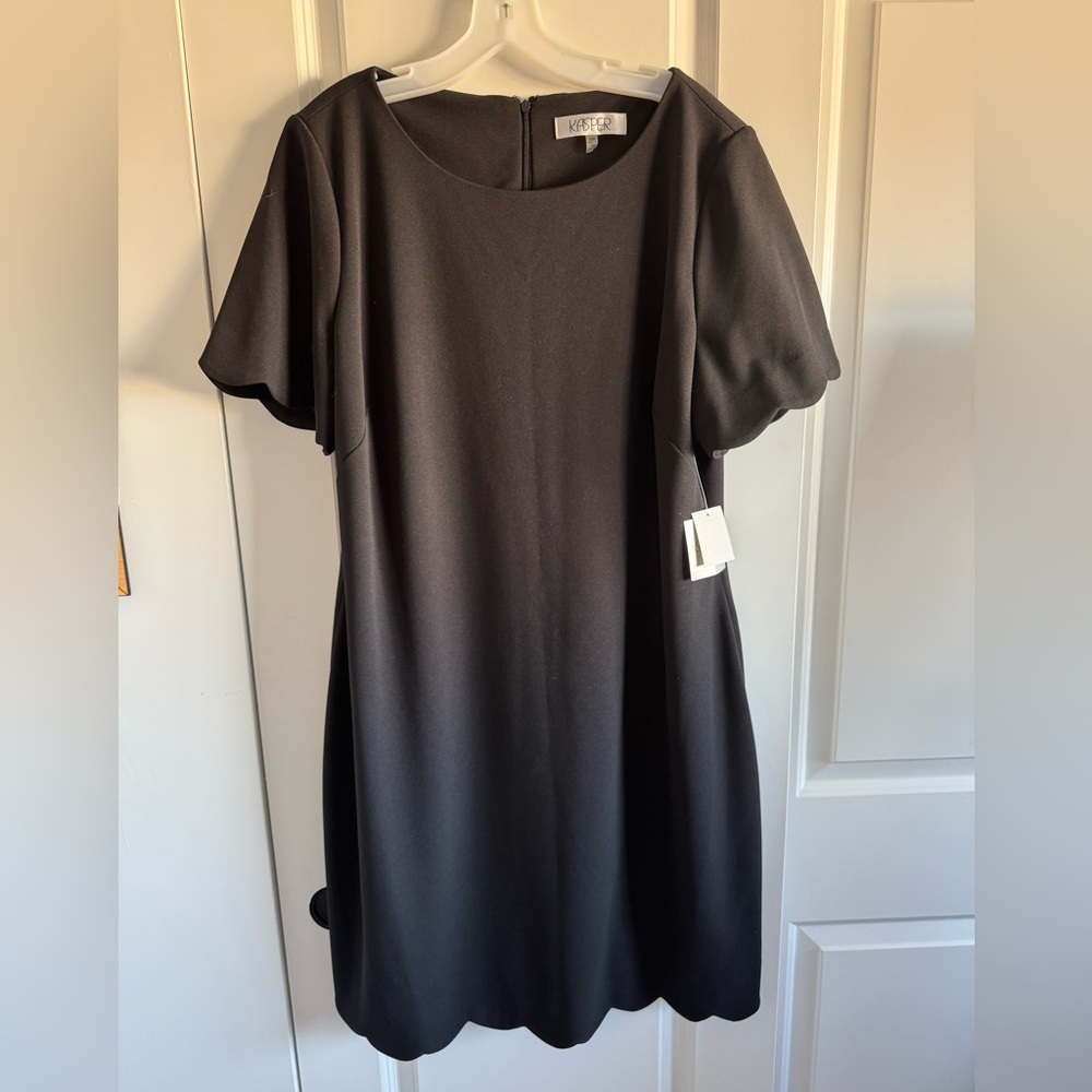 Kasper Black Mini Dress with Scalloped Hem - Picture 2 of 9